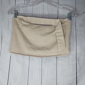 LE LIS Beige Strapless Crop Top